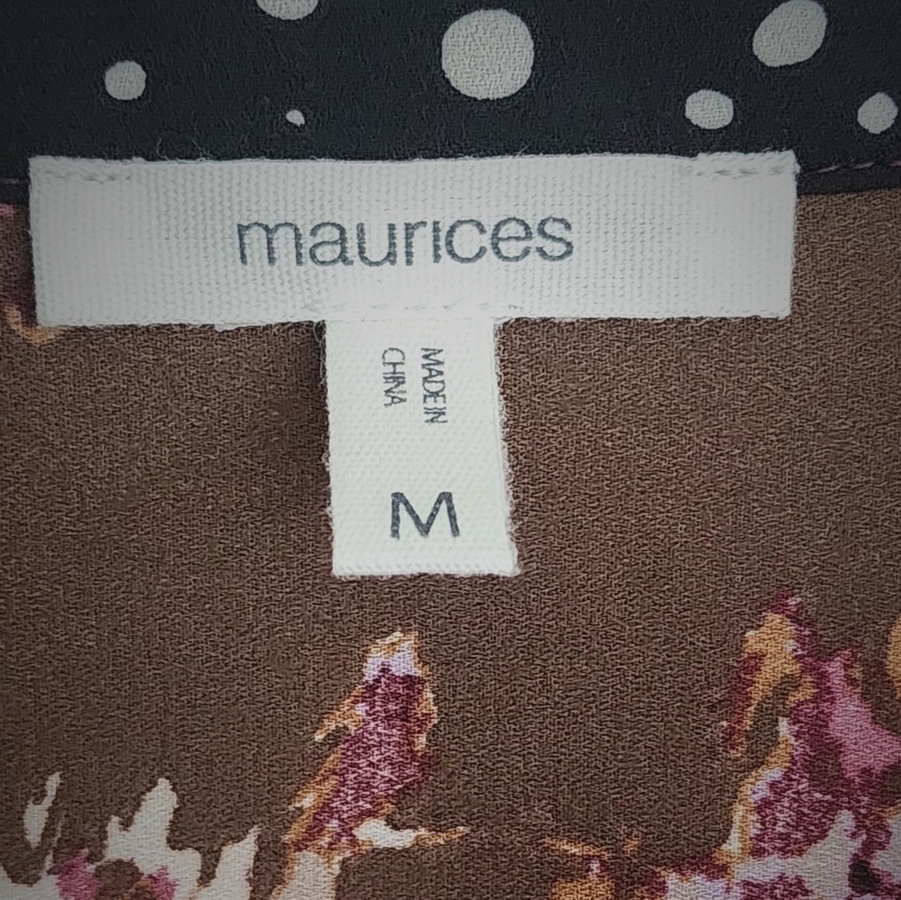 Maurices Patchwork Tunic Blouse Pullover Semi-Sheer Long Sleeve Button Cuff- M - Picture 5 of 13